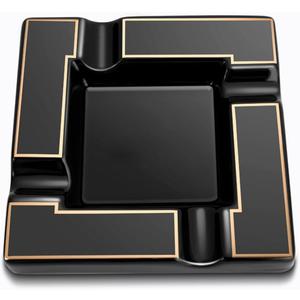 Cigar Ashtray Large Ceramic Cigarettes Ash Tray Black Cigars Ashtrays for Men travel, Indoor, Outdoor, Patio, Home, Office, Gift
