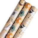 RUSPEPA Kraft Wrapping Paper Rolls, Mini Roll, Animal Design Great for Birthday, Spring, Party, Holiday, 17 inches x 10 feet per Roll, Total of 3