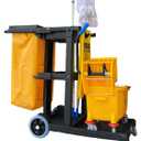 Simpli-Magic Janitorial Cart, 330 lbs Capacity  3-Shelf Commercial Housekeeping Cleaning Cart on Wheels, 25 Gallon Bag with Lid  Stable, Smooth Movement