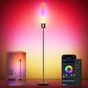 luckystyle RGBICW Floor Lamp, 1500Lumen Smart Floor Lamps with Music Sync and 16 Million DIY Colors, Dimmable Modern Floor Lamps with Remote and Bluetooth APP Control LED Lamp for Bedroom Living Room