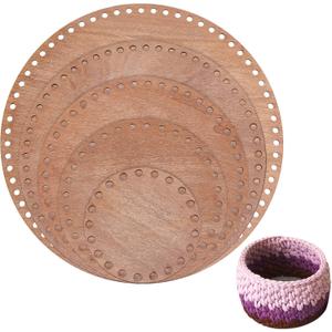 PH PandaHall 5 Sizes Natural Wooden Basket Bottom Round Circle Wood Base Shaper Brown Blank Crochet Bag Bottom for Basket Weaving Crochet Supplies DIY Bags Purse Making, 3.9/5.9/7.8/9.8/11.8"