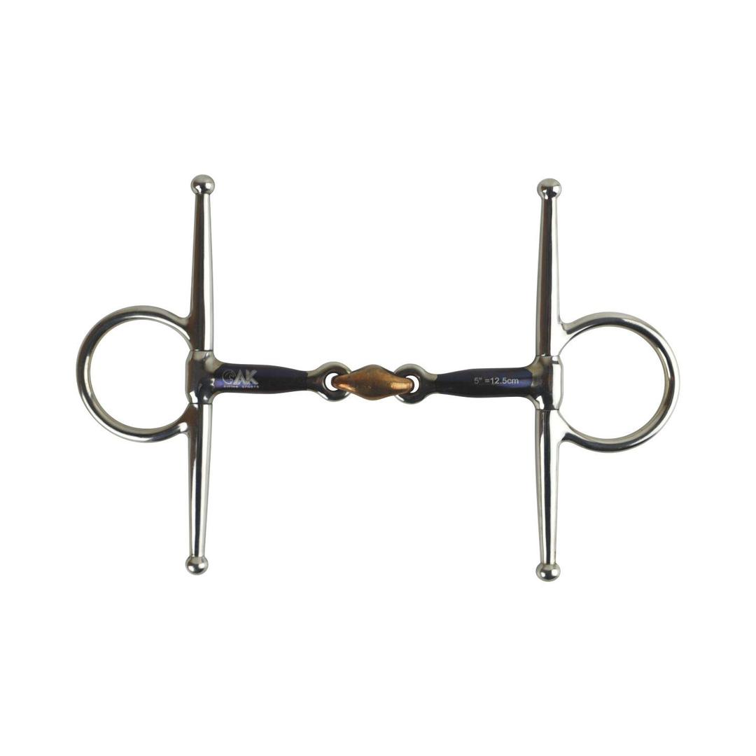 AK Full Cheek Snaffle Bit – Copper Lozenge Sweet Iron Mouthpiece, Stainless Steel Horse Riding & Training Bit AKRS-2614 (Blue/Silver, 4.75'')