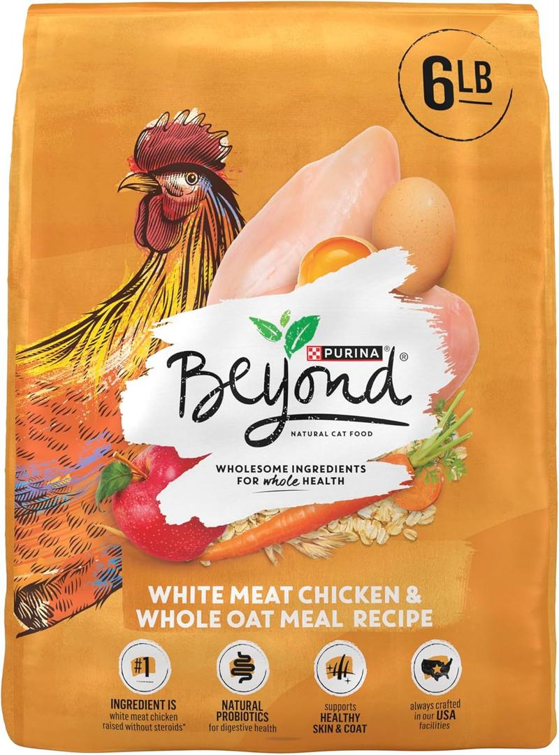 Purina Beyond Natural Dry Cat Food Wholesome Ingredients for Whole Health White Meat Chicken and Whole Oat Meal Recipe - 6 lb. Bag (EXP 08/01/26)