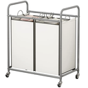 Laundry Sorter Basket 2 Bag Laundry Hamper Cart with Rolling Removable Bags Laundry Organizer Cart for Clothes Storage, Beige (2 Bags, Beige)