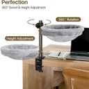 Cat Desk Bed, Cat Hammock for Home Office, 360Rotating & Adjustable Shelf, Removable Comfortable Soft Pet Nest Bed, Modern Unique Kitten Furniture Attachment for Game Tables, Grey