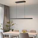 Modern Ceiling Pendant Lights,39in LED Black Linear Chandelier with Remote Control 3000k-6000K Adjustable Color Temperature,Island Lighting Hanging Light for Kitchen,Dining Room,Living Room