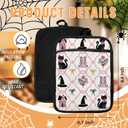 Coquette Bow Halloween Black Cat Pot Holders with Pockets, Preppy Pink Floral Witchy Halloween Oven Pot Holders Heat Resistant Oven Mitts Hot Pads for Kitchen Baking Cooking, Set of 2