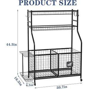 Mythinglogic Sports Equipment Garage Organizer,Garage Ball Storage for Sports Gear and Toys, Rolling Ball Cart with Wheels for Indoor/Outdoor Use (Black)
