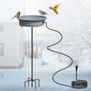 Heated Bird Bath for Winter, Outdoor Pedestal Standing Birdbath with Automatic De-icer, Electric Water Bowl for Outside Gardens, Deck, Yard (NPZS)