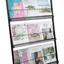 Tongmo Floor-Standing Magazine Rack 4-Layer with Wheels, Brochure Display Stand, High-hardness metal for Office,Exhibitions, and Any Organization Requiring Information Display (black)