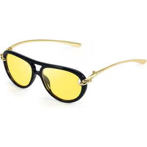 Oversized Aviator Sunglasses for Women with Gold Temples Trendy Large Big Double Bridge 2026 Designer Ladies Shades