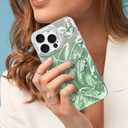 NITITOP Compatible for iPhone 13 Pro Max Case Cute Butterfly Pattern for Women Girl Glitter Laser Shiny Feather Yarn Style Aesthetic Shockproof Hard Protective Phone Cover - Green