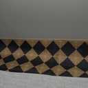 Checkered Easy Jute 3x5 Outdoor Patio Rug, Washable Non Slip Rugs for Entryway,Textured Diamond Indoor Outdoor Living Room Carpet, Farmhouse Neutral Black Door Rug for Backyard Bedroom