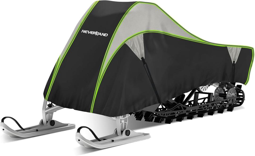 NEVERLAND Snowmobile Cover, Waterproof, Black with Reflective Strips, 130" Length, Fade Resistant All Weather Protection, Compatible with Polaris Ski Doo and Yamaha