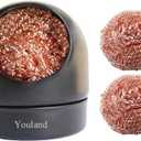 2 x Soldering Solder Iron Tip Cleaners Metal Base Holder Station Cleaning Ball with 3 Soldering Cleaning Wire Soft Coiled Copper for Cleaning Soldering Irons Tips (Black)