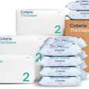 Coterie Baby Wipes + Diapers Kit, Size 2 Diapers (186 Count) & 12 Pack (672 Count) Baby Wipes with 99% Water, Plant Based Materials, Hypoallergenic for Sensitive Skin
