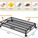 Under Bed Shoes Storage, 2 Pack Rolling Under-bed Storage Containers with Wheels, Under Bed Shoe Organizer Breathable Mesh Fabric with Metal Frame