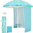 Grandekor 7FT Beach Umbrellas for Sand Heavy Duty Wind Portable Beach Umbrella with Table and Sun Shade Travel Beach Umbrella with Carry Bag 7FT Sun Umbrella Beach, UV 50+ (Green-Sun Shade)