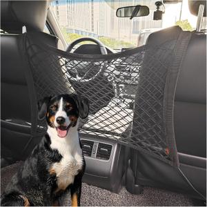 Dog Car Net Barrier, 20 inches* 11.8 inches Stretchable Pet Barrier, Easy Install for Cars SUVs, Keep Pet Dogs in The Back Seats
