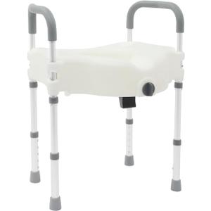 Raised Toilet Seat and Frame, Toilet Seat Riser for Seniors, Adjustable Height, Max Load Capacity 150 kg, Minimal Assembly, for Elderly, Pregnant, Disabled