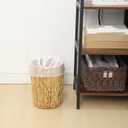 WLLHYF Wicker Waste Basket, Handwoven Water Hyacinth Trash Can Small Bathroom Trash Can Boho Woven Decorative Office Garbage Cans for Bedroom Bathroom Kitchen Living Room