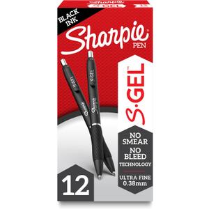 Sharpie S-Gel Gel Pens Ultra Fine Point (0.38mm) Black 12 Count Sharpie S-Gel Gel Pens Ultra Fine Point (0.38mm) Black 12 Count