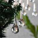 IndianShelf 20 Clear Glass Christmas Ornaments for Tree- Teardrop Ornaments- Chandelier Crystals Replacement Drops- Christmas Decorations- Icicles Raindrop Decorative Hanging Ornaments Centerpieces
