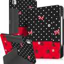 for iPad Pro 13 inch M4 2024 Case - for iPad Pro 13 Folio Protector Cover with Pencil Holder Cute Cool Cartoon Graphics Design for Boys Girls, Red Black Polka Dots