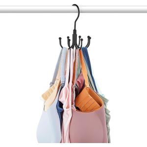 OMHOMETY Bra Hanger for Closet, Tank Top Organizer, Max 24 Capacity Rotatable Metal Space Saving Hanger Sport Bra Storage, Black 2 Pack