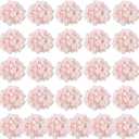 Auihiay 26 Pieces Hydrangea Artificial Flowers Pink Silk Flowers Artificial Flowers Heads with Stems for Home Wedding Party Decorations