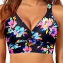 Women Underwire Bikini Top Only - Push Up Swimsuit Top Large Bust Bathing Suit Tops 2025 Supportive Swim Tops Colorful Floral, L