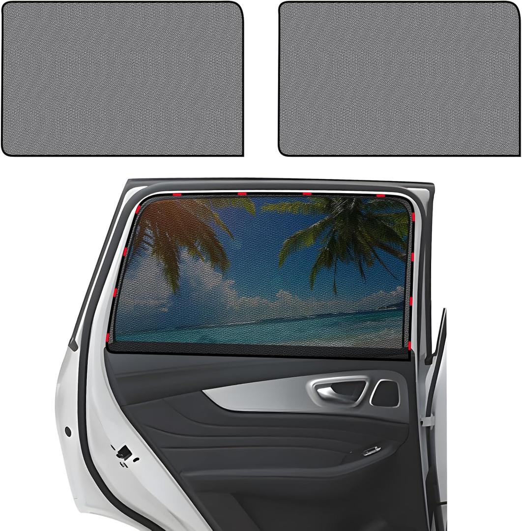 ZATOOTO Car Window Shade for Rear Side Window 2Pack, Magnetic Car Curtains Breathable Window Sunshade for UV Rays Protection, Baby Window Shade for Universal Fit