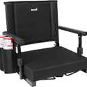 Padded Stadium Seats with Back Support and Cushion, Portable Foldable Bleacher Chair, Folding Stadium Seats for Football Camping Concerts and Festivals Black