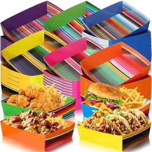 Harloon 36 Pack Large Day of the Dead Paper Food Trays 5 lb Dia De Muertos Nacho Boats Party Food Serving Trays for Fiesta Halloween Mexican Themed Party Supplies(Colorful Stripes) Harloon 36 Pack Large Day of the Dead Paper Food Trays 5 lb Dia De Muertos Nacho Boats Party Food Serving Trays for Fiesta Halloween Mexican Themed Party Supplies(Colorful Stripes)