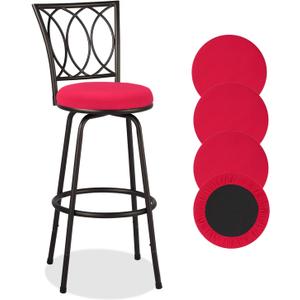 Deisy Dee 4PCS Round Bar Stool Seat Covers Stretch Round Chair Covers for 13-16 Inch Stool Chair (Red)