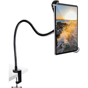 Gooseneck Large Tablet Stand, Heavy Duty Aluminum Long Arm Desk Tablet Holder, Flexible Arm Clip Tablet Mount for iPad Pro 9.7, 10.5, 12.9 Air, Galaxy Tabs, Surface Pro/GO and 9.5-14.5" Tablets