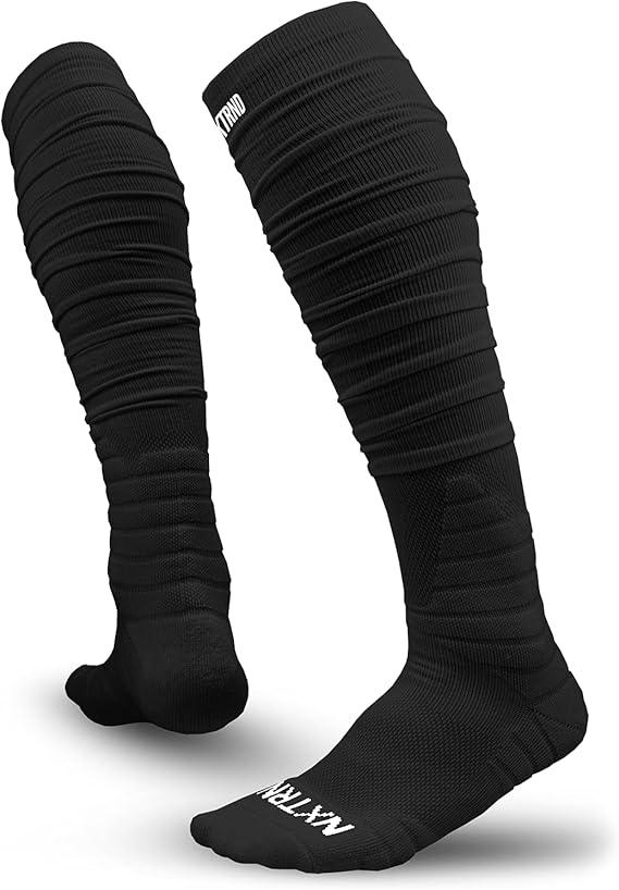 Nxtrnd XTD Scrunch Football Socks, Extra Long Padded Sport Socks for Men & Boys, Meduim