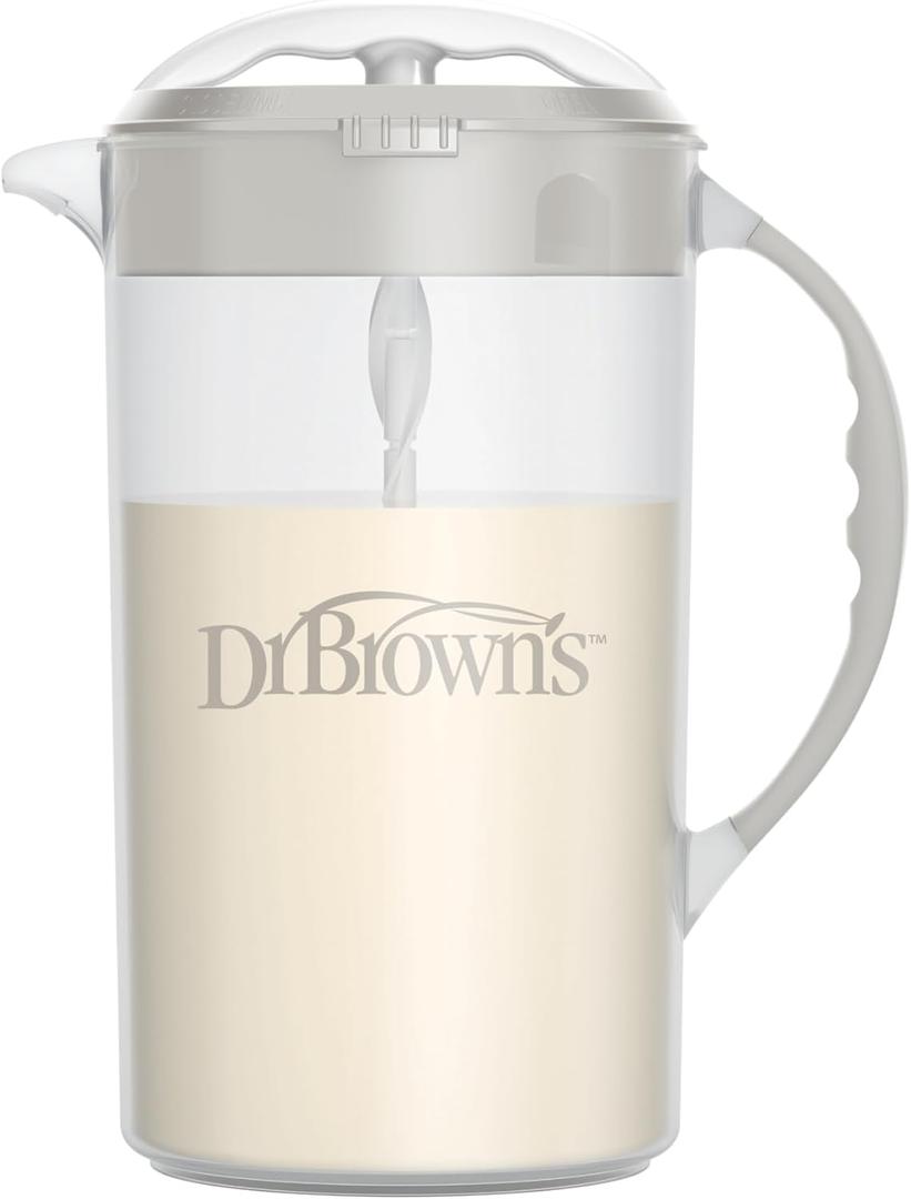 Dr. Brown's Baby Formula Mixing Pitcher with Adjustable Stopper, Locking Lid & No Drip Spout, Gray, BPA-Free, 36 oz