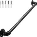 Pipe Handrails for Indoor Stairs2FT Metal Staircase Handrail, Black Galvanized Industrial Iron Hand Rail for Indoor & Outdoor Wall Mount Support, Wall Hand Railing,Safety Handle, Steps Baluster