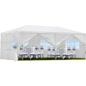 10x20 Party Tent, Outdoor Wedding Tents with 6 Removable Sidewalls, Gazebo Shelter for Parties Patio, Outside Waterproof Canopy Tents, Party Wedding BBQ Events Tent White