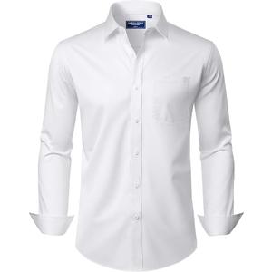 Alimens & Gentle Men's Long Sleeve Dress Shirts Wrinkle Free Stretch Wedding Business Casual Button Down Shirt, Size Small