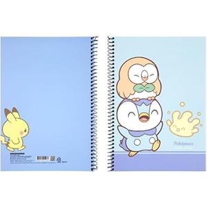 Pikachu Blank Unruled Spiral Notebook, About 60 Sheets, 7.3 x 10.3 Inches, About 60 Sheets (Blue)