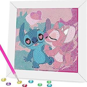 5D Diamond Art Painting Kits for Kids with Wooden Frame - Diamond Art for Kids Ages 6-8-10-12,DIY Art and Crafts Big Gem Gift Diamond Dots Painting by Number Kit Home Wall Decoration(7X7 inch)