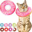 Cat Cone Collar Soft, Cute Cat Donut Collar After Surgery, Adjustable Kitten Recovery Cones to Stop Licking, Lightweight Neck Elizabethan Collars for Cats Kittens (Pink, Medium)