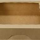 ONE MORE [15pcs] 10inch Kraft Bakery Boxes, Large Pie Boxes with PVC Window Natural Disposable Box for Cookie 10x10x2.5inch,Pack of 15