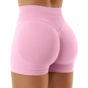 YEOREO SoftHue Women Workout Gym Impact Shorts Hidden Scrunch Butt Lifting 2.5"/3.6"/4.5"/6" Seamless Shorts (X-Small, Pink)