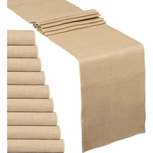 10 Pack Natural Burlap Table Runners (12 x 108 Inch) | Rustic Jute Table Runners for Wedding, Farmhouse, Thanksgiving, Coffee Table Decor Cover, Fall Décor & Parties