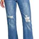 LookbookStore High Waisted Ripped Flare Jeans for Women Distressed Bell Bottom Jeans Wide Leg Pants XS