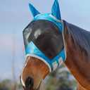 Harrison Howard CareMaster Pro Luminous Horse Fly Mask Large Eye Space Standard with Ears UV Protection for Horse Sky Blue M Cob