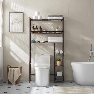 Lauren&Harold 6-Tier Over The Toilet Storage with Side Rack Bronze, 83.3 cm x 31 cm x 155 cm